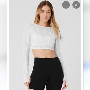 ALO Yoga White Mesh Crop Top